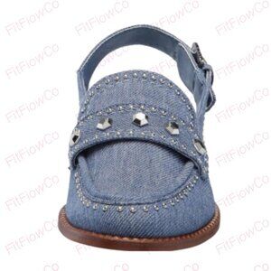 Dolce Vita Hardi Stud Slingback Loafer Denim Sz 5